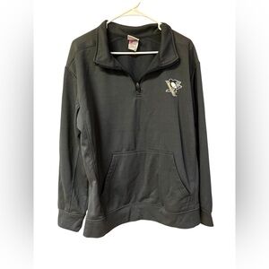 NHL Pittsburgh Penguins 1/4 Zip Pullover Jacket Large Charcoal EUC